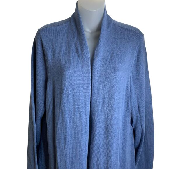 Chico's Longline Open Front Knit Cardigan Sweater Womens Size 3/XL/16 Light Blue - Picture 3 of 10
